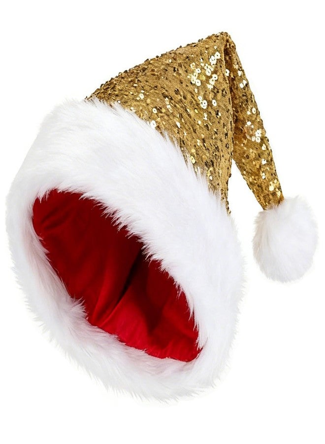 Mawjom Christmas Elf Knitted Beanies Hat - Winter Pompom Santa Xmas Festive Cap for Women Men (Gold) - Image 1
